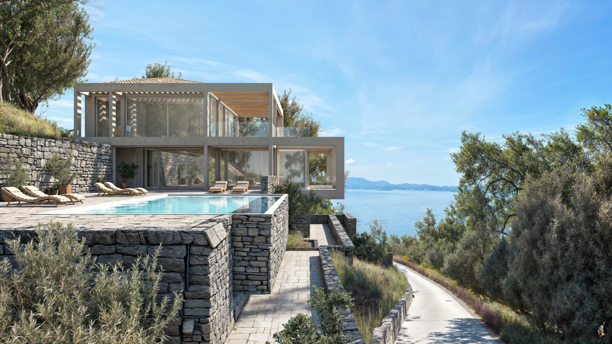 Visualization of a Home in the Scenic Greek Nature